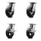 Service Caster 8 Inch Rubber on Steel Swivel Caster Set with Roller Bearings 2 Brakes SCC SCC-35S820-RSR-2-SLB-2 - alternate 1
